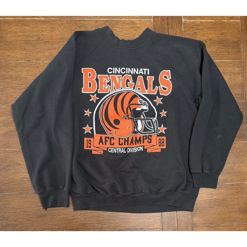 Vintage Cincinnati Bengals Men’s Size S 1988 Trench Black Crewneck Sweater